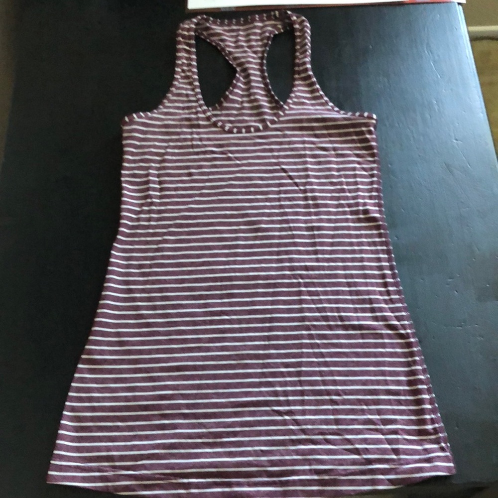 Burgundy/white stripe lululemon tank